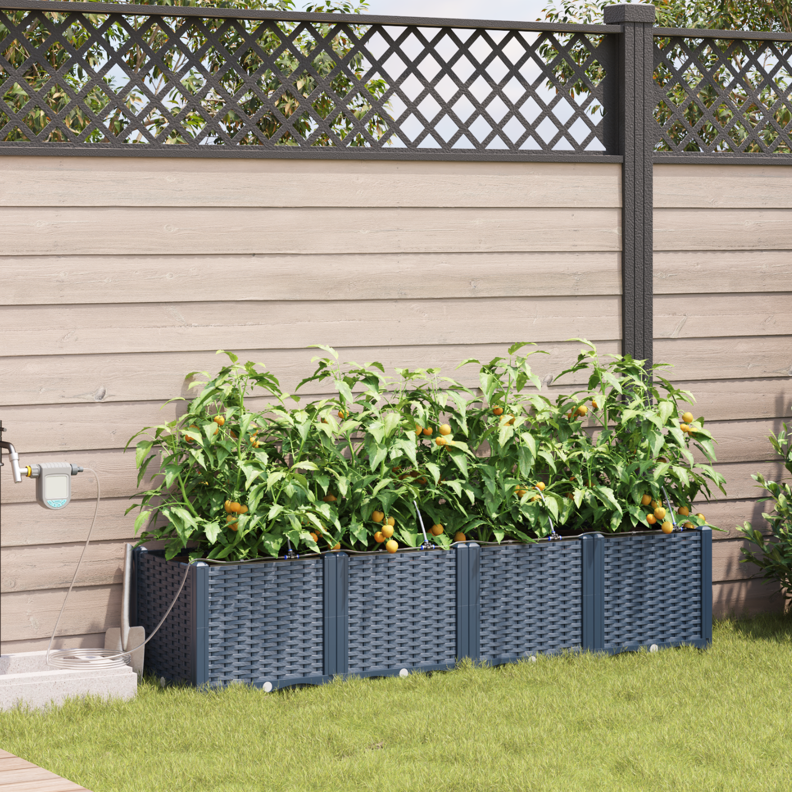 vidaXL Pots de jardin Gris 160 x 40 x 37.5 cm Acier