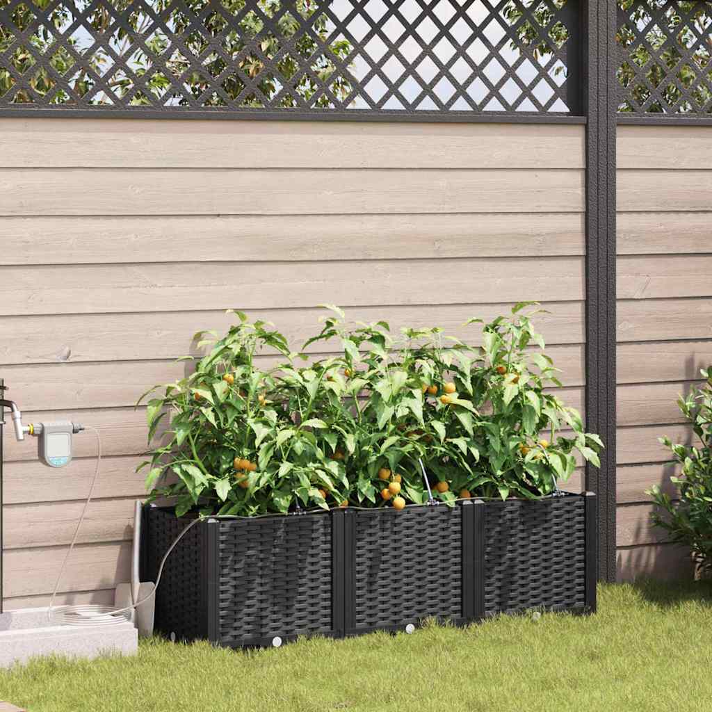 vidaXL Pots de jardin Noir 120 x 40 x 37.5 cm Acier