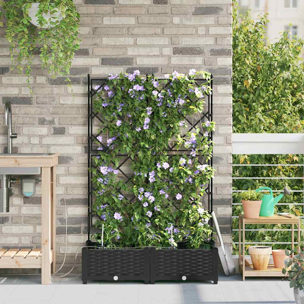 vidaXL Pots de jardin Noir 80 x 40 x 126 cm Acier