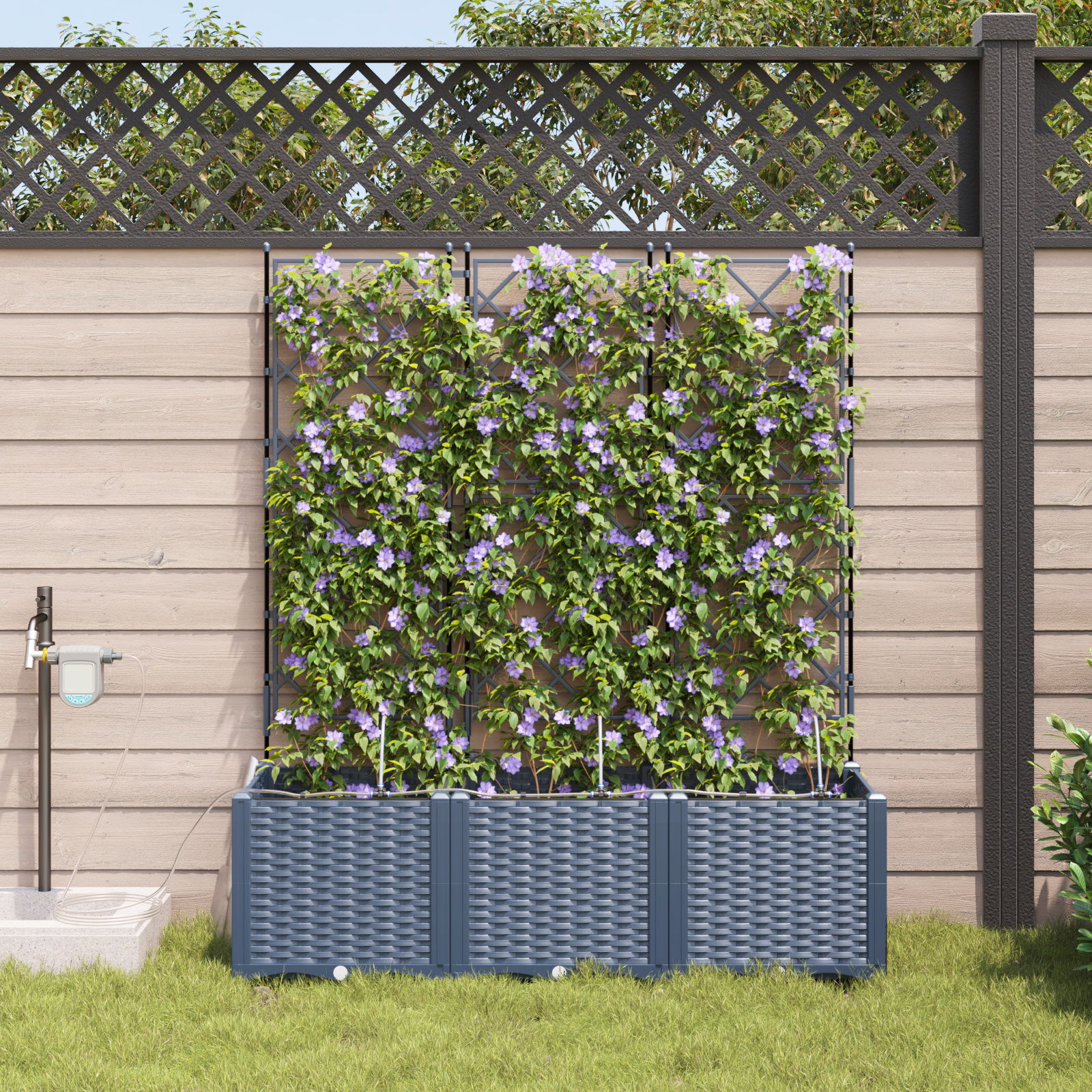 vidaXL Pots de jardin Gris 120 x 40 x 142 cm Acier