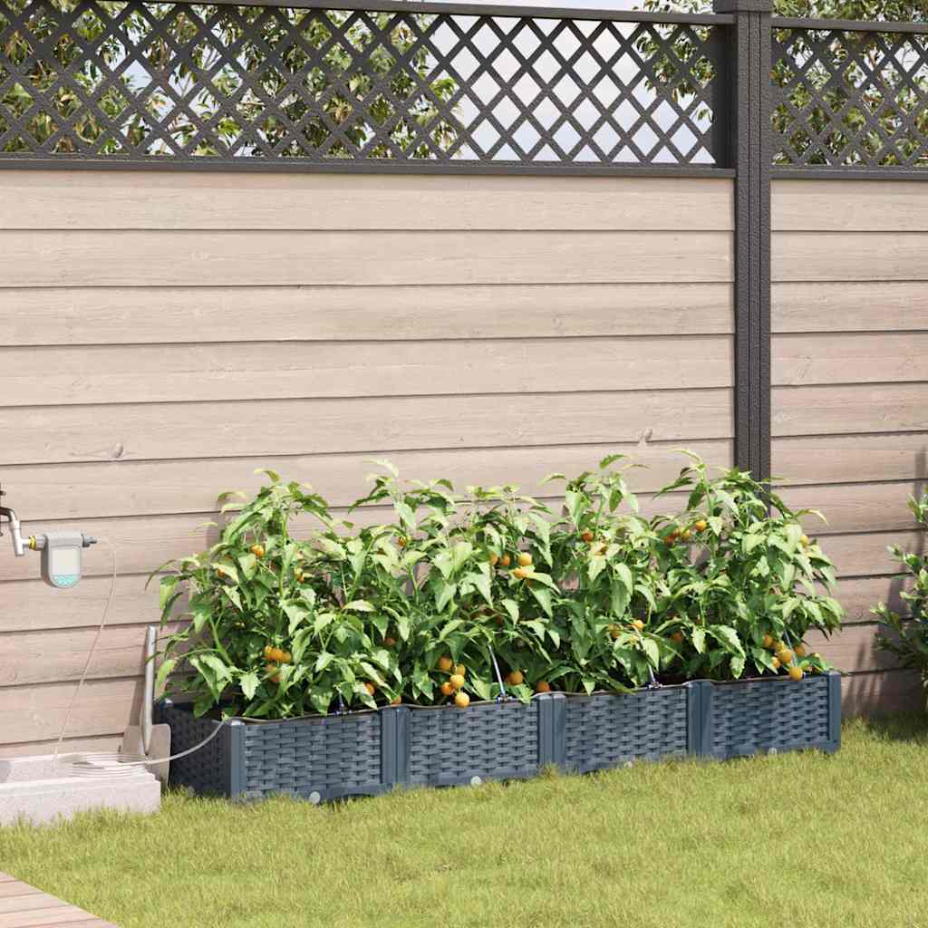 vidaXL Pots de jardin Gris clair 160 x 40 x 22 cm Acier