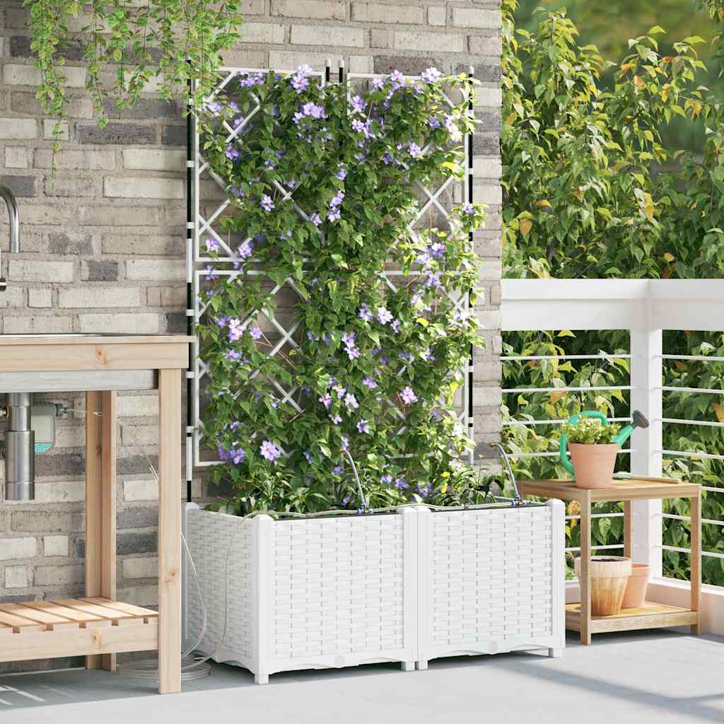 vidaXL Pots de jardin Blanc 80 x 40 x 142 cm Acier