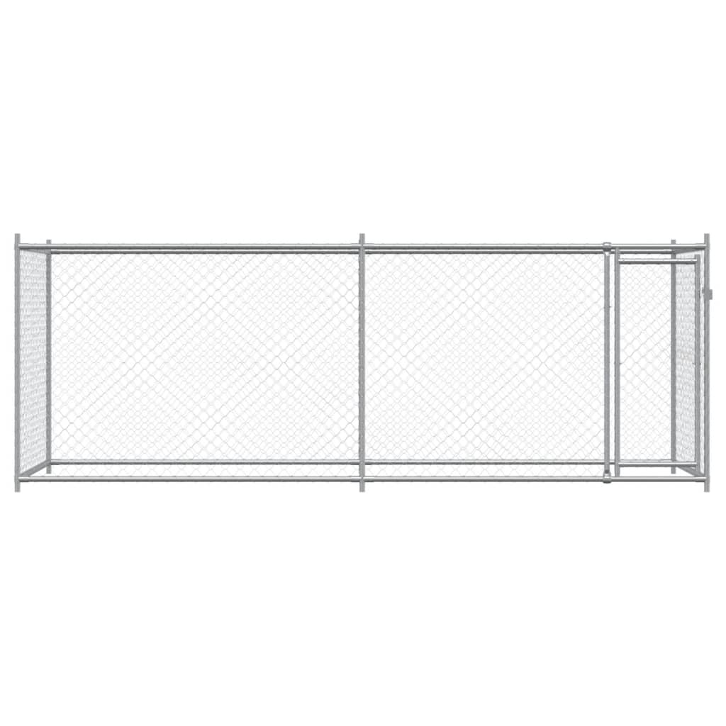 vidaXL Jaula de perros con puerta acero galvanizado gris 4x2x1,5 m - Image 4