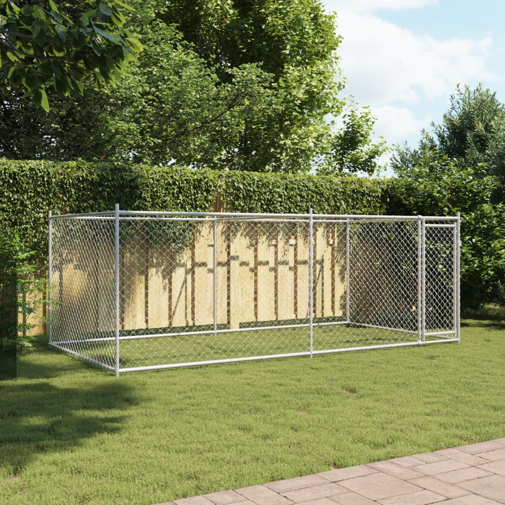 vidaXL Jaula de perros con puerta acero galvanizado gris 4x2x1,5 m - Image 3