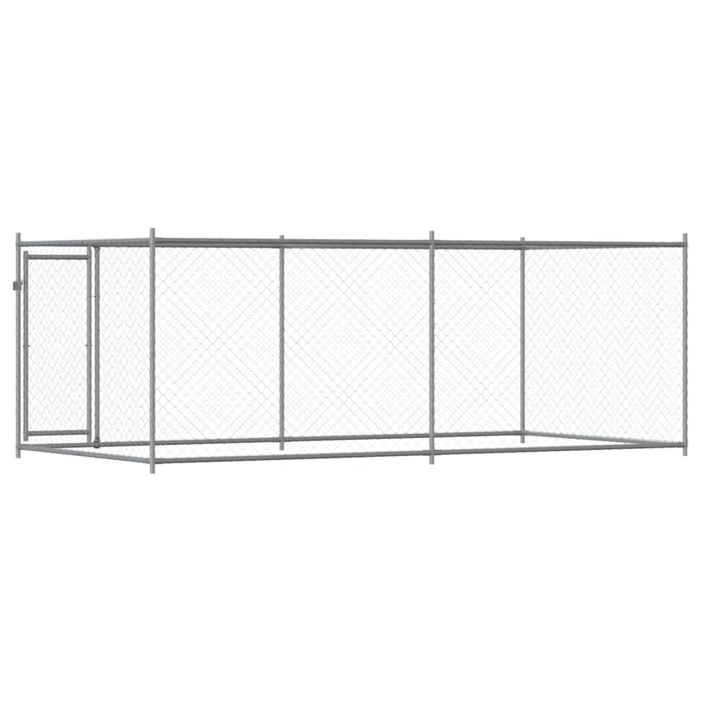 vidaXL Jaula de perros con puerta acero galvanizado gris 4x2x1,5 m - Image 6