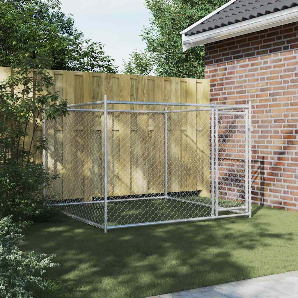 vidaXL Jaula de perros con puerta acero galvanizado gris 2x2x1,5 m - Image 3