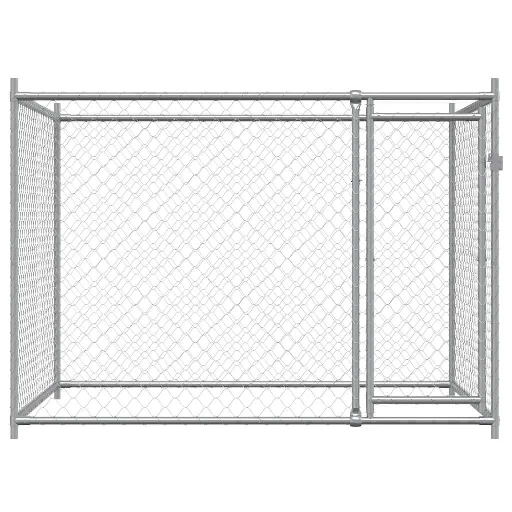 vidaXL Jaula de perros con puerta acero galvanizado gris 2x2x1,5 m - Image 4
