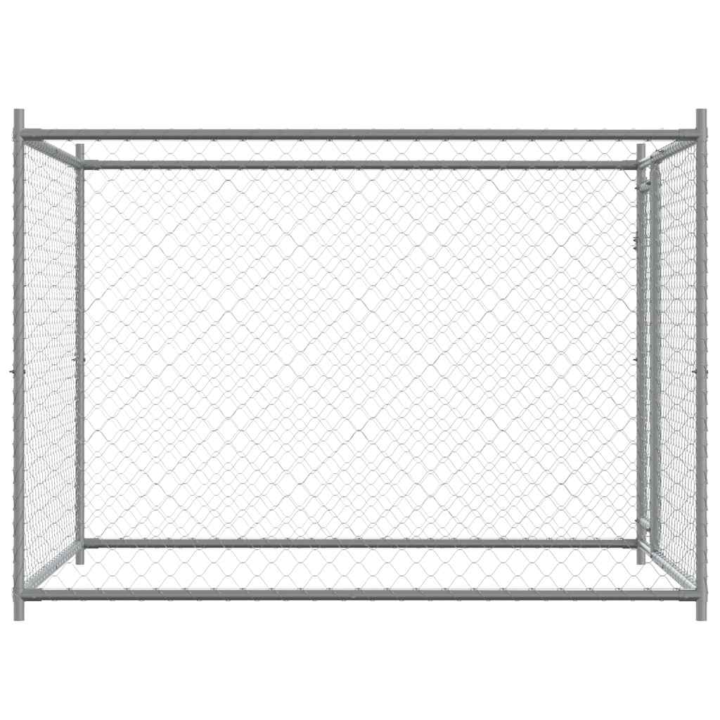 vidaXL Jaula de perros con puerta acero galvanizado gris 2x2x1,5 m - Image 5