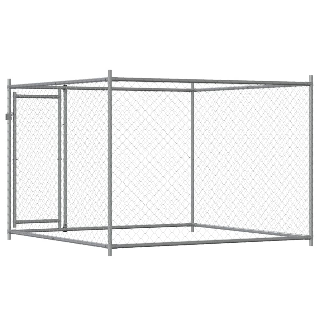 vidaXL Jaula de perros con puerta acero galvanizado gris 2x2x1,5 m - Image 6