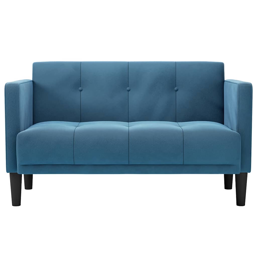 vidaXL Zweisitzer-Sofa Blau 111 cm Samt - Image 3