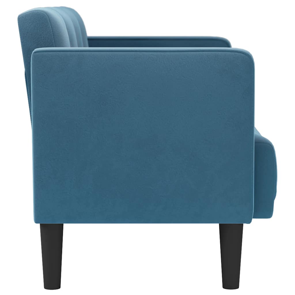 vidaXL Zweisitzer-Sofa Blau 111 cm Samt - Image 4