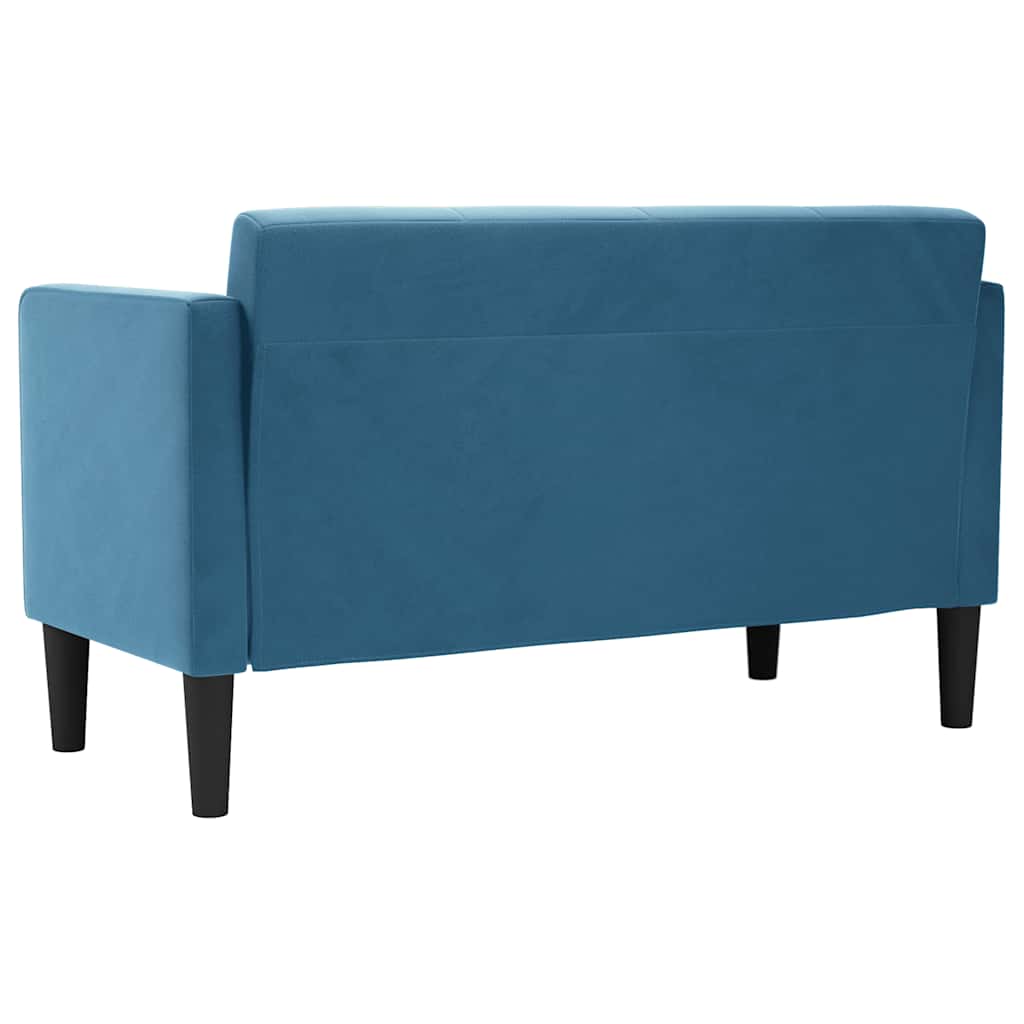 vidaXL Zweisitzer-Sofa Blau 111 cm Samt - Image 5