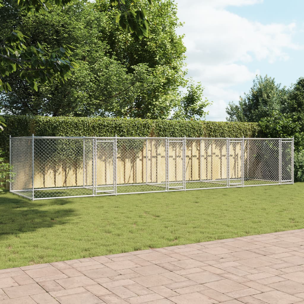 vidaXL Hundezwinger mit Türen Grau 8x2x1,5 m Verzinkter Stahl - Image 3