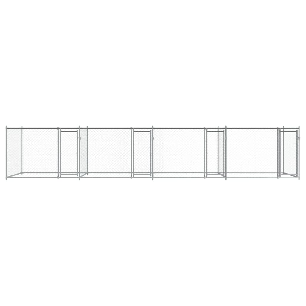 vidaXL Hundezwinger mit Türen Grau 8x2x1,5 m Verzinkter Stahl - Image 4