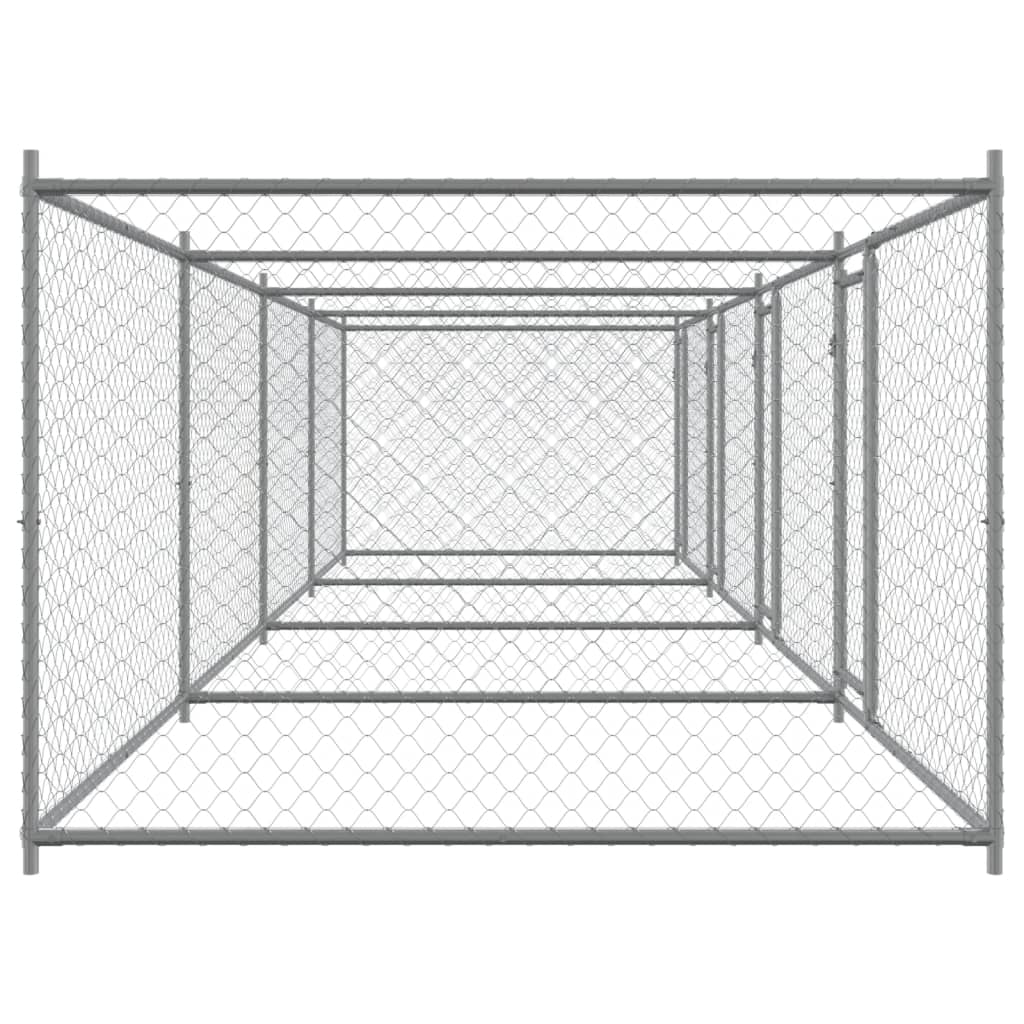 vidaXL Hundezwinger mit Türen Grau 8x2x1,5 m Verzinkter Stahl - Image 5