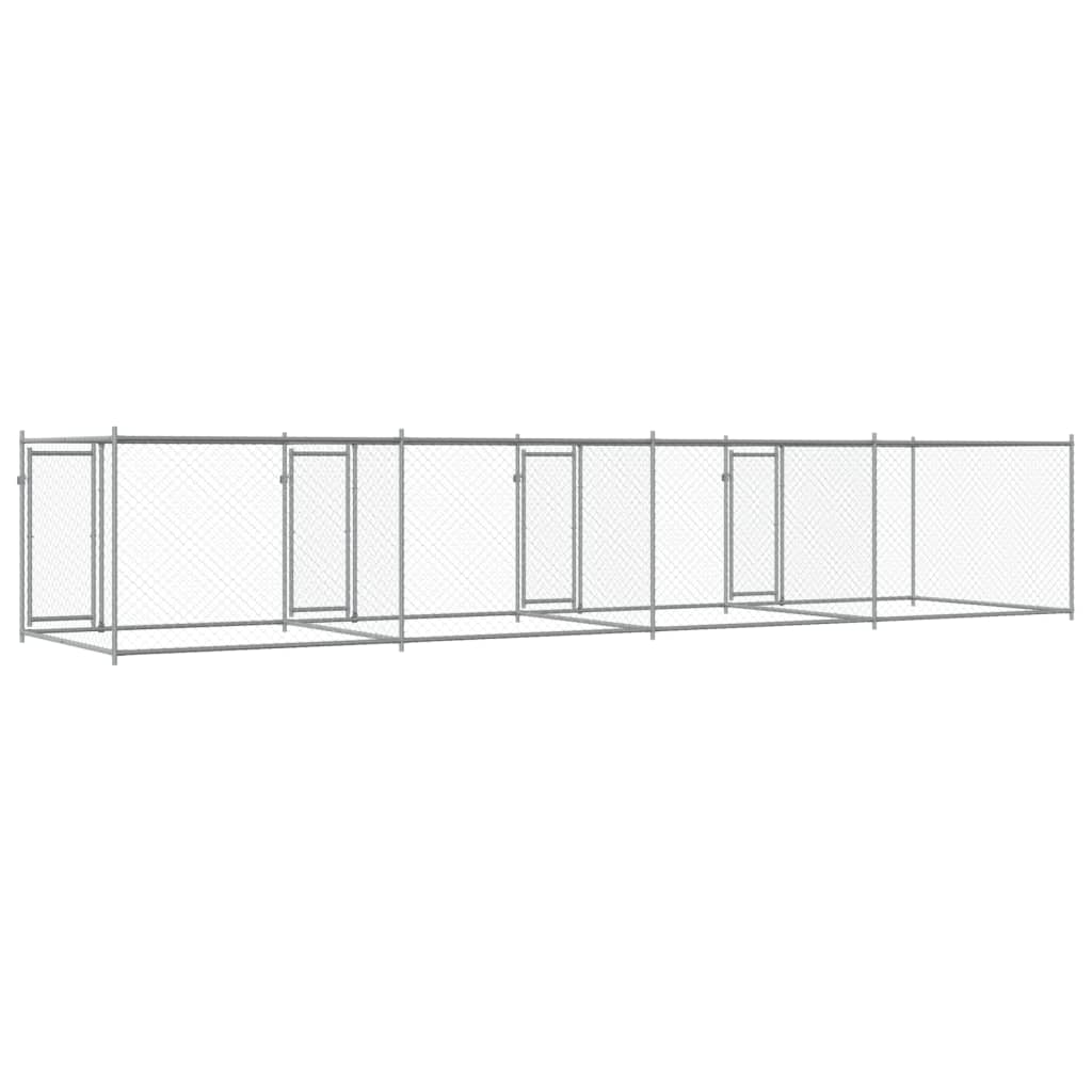 vidaXL Hundezwinger mit Türen Grau 8x2x1,5 m Verzinkter Stahl - Image 6