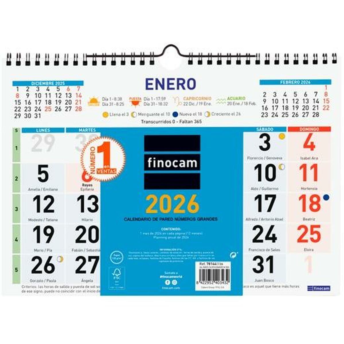 Calendario da parete Finocam Multicolore Carta 2026 30 x 21 cm