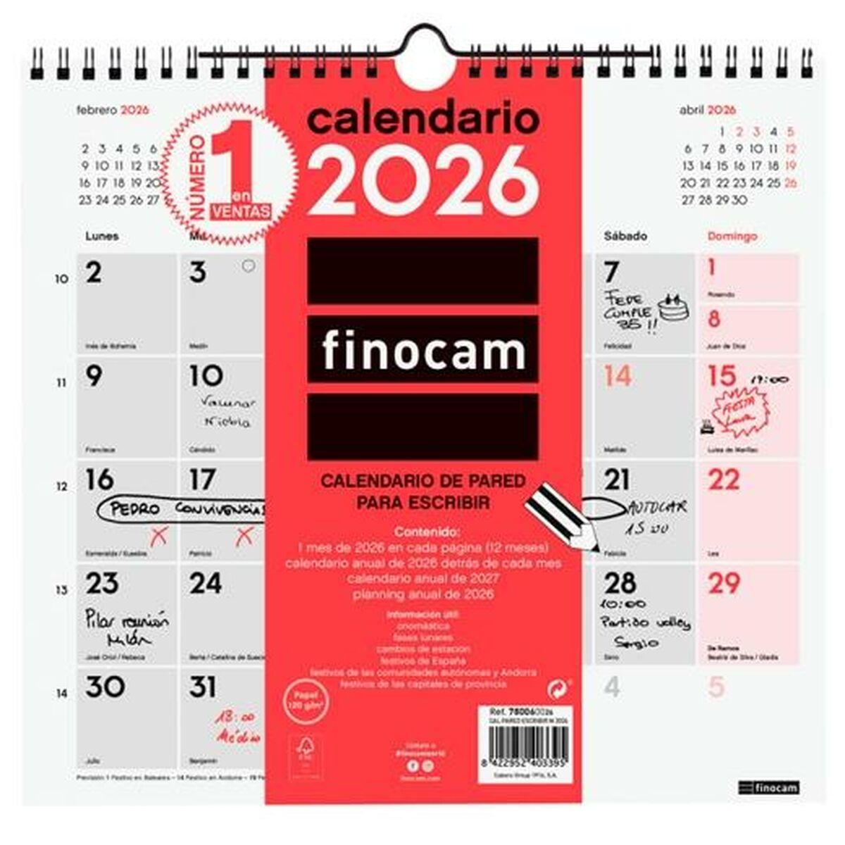 Calendario da parete Finocam Carta 2026 26,5 x 24,5 cm