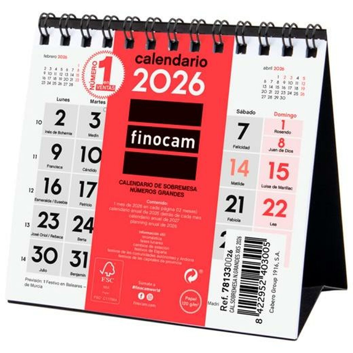 Calendario da Tavolo Finocam Carta 11 x 11 cm 2026