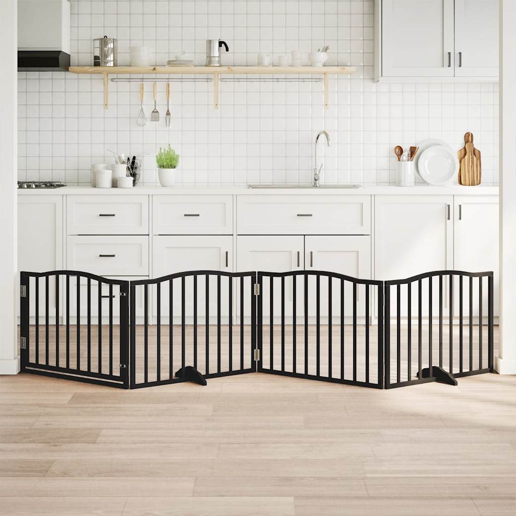 vidaXL Hundegitter mit Tür Faltbar 4 Paneele Schwarz 320 cm Pappelholz