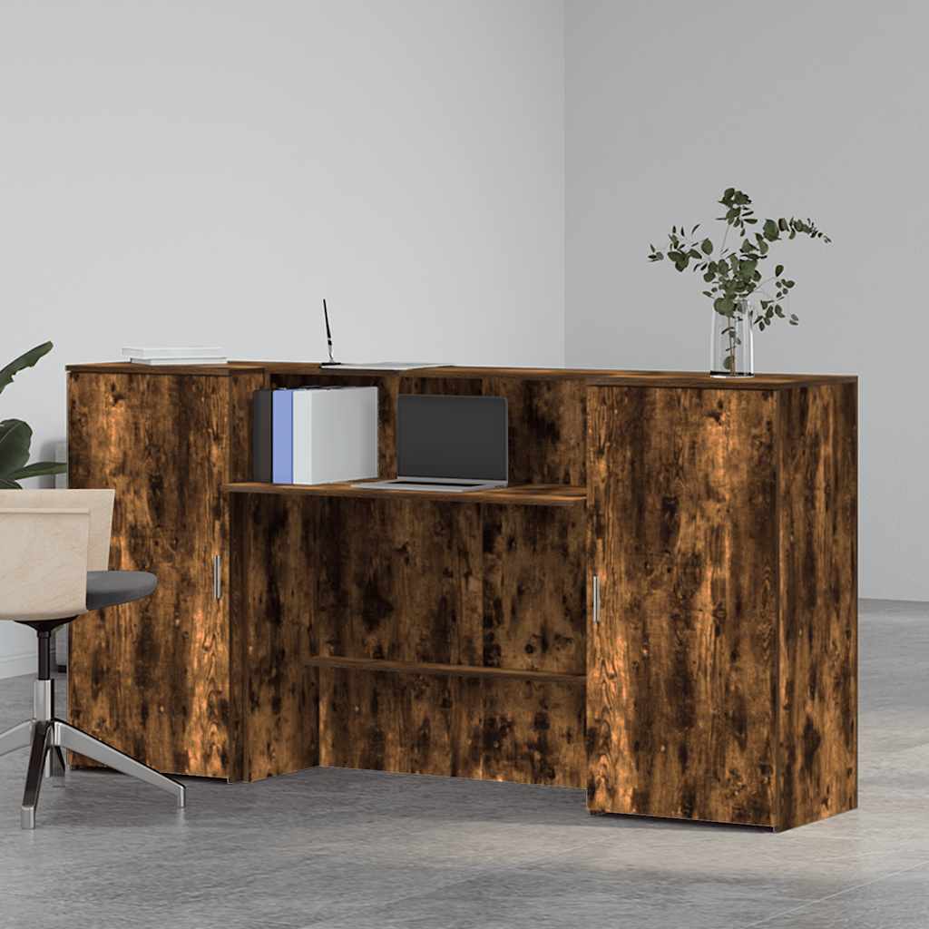 vidaXL Empfangstheke Räuchereiche 200x50x103,5 cm Holzwerkstoff - Image 3