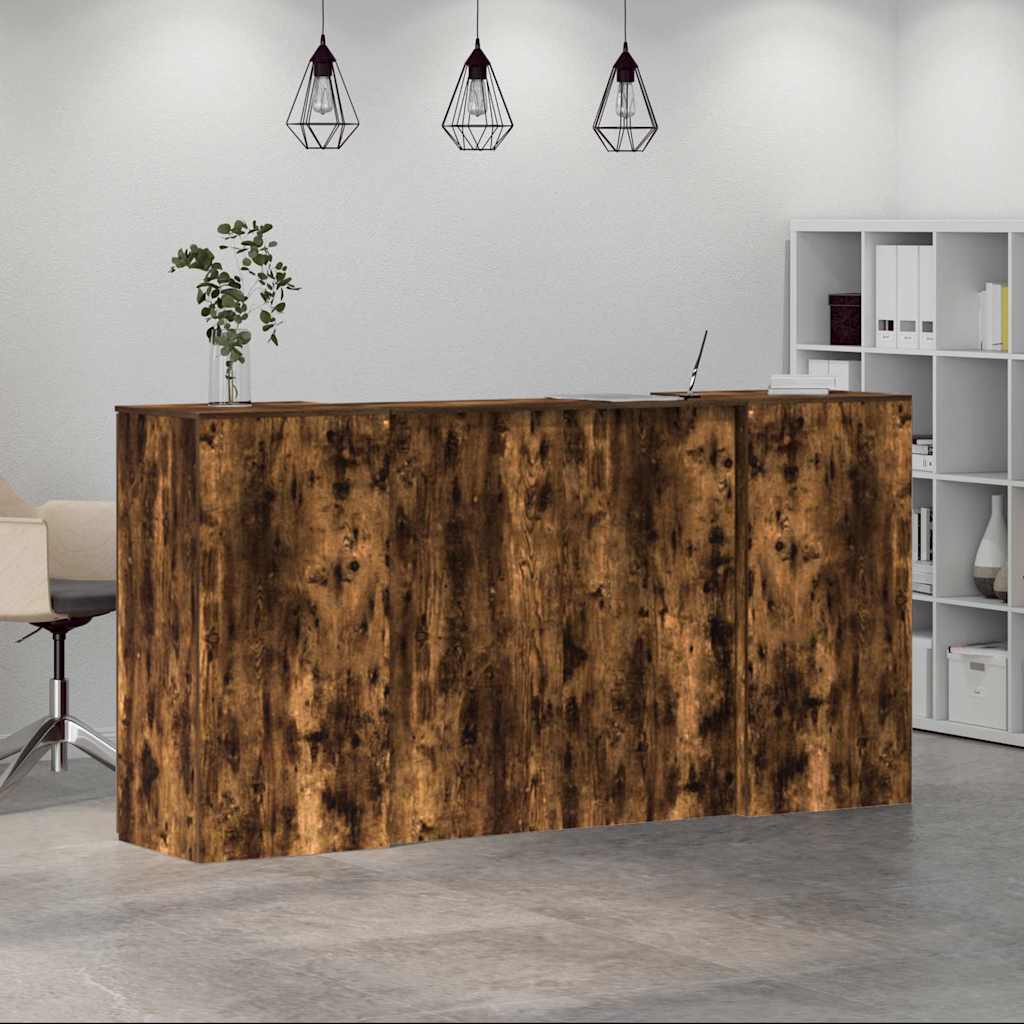 vidaXL Empfangstheke Räuchereiche 200x50x103,5 cm Holzwerkstoff - Image 4
