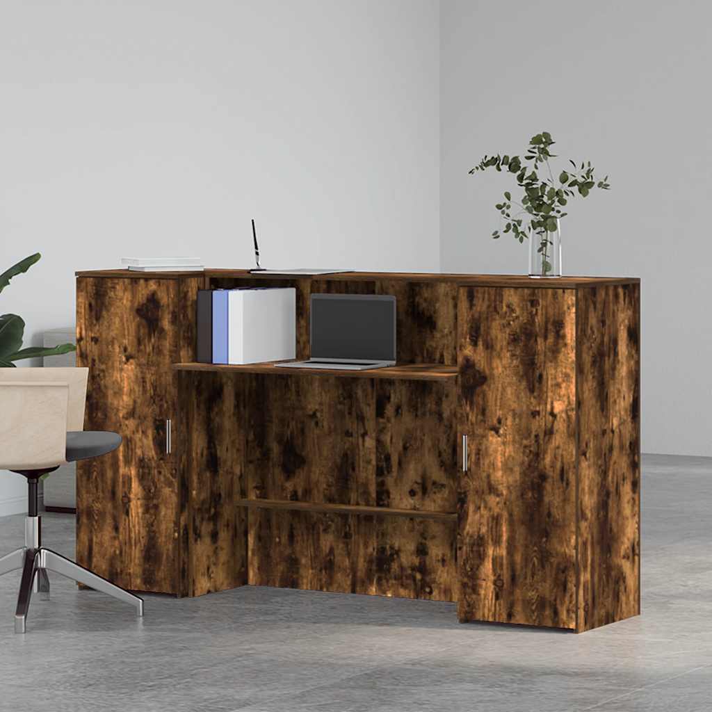 vidaXL Empfangstheke Räuchereiche 180x50x103,5 cm Holzwerkstoff - Image 3