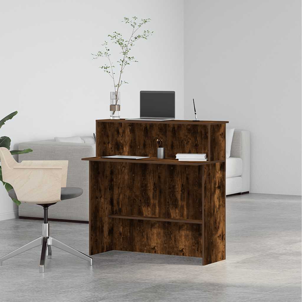 vidaXL Empfangstheke Räuchereiche 100x50x103,5 cm Holzwerkstoff - Image 4