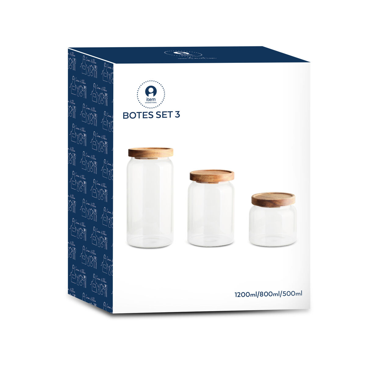 Set di 3 Barattoli DKD Home Decor Acacia Vetro Borosilicato (1 L) (400 ml) (700 ml) (3 Pezzi) - Image 4