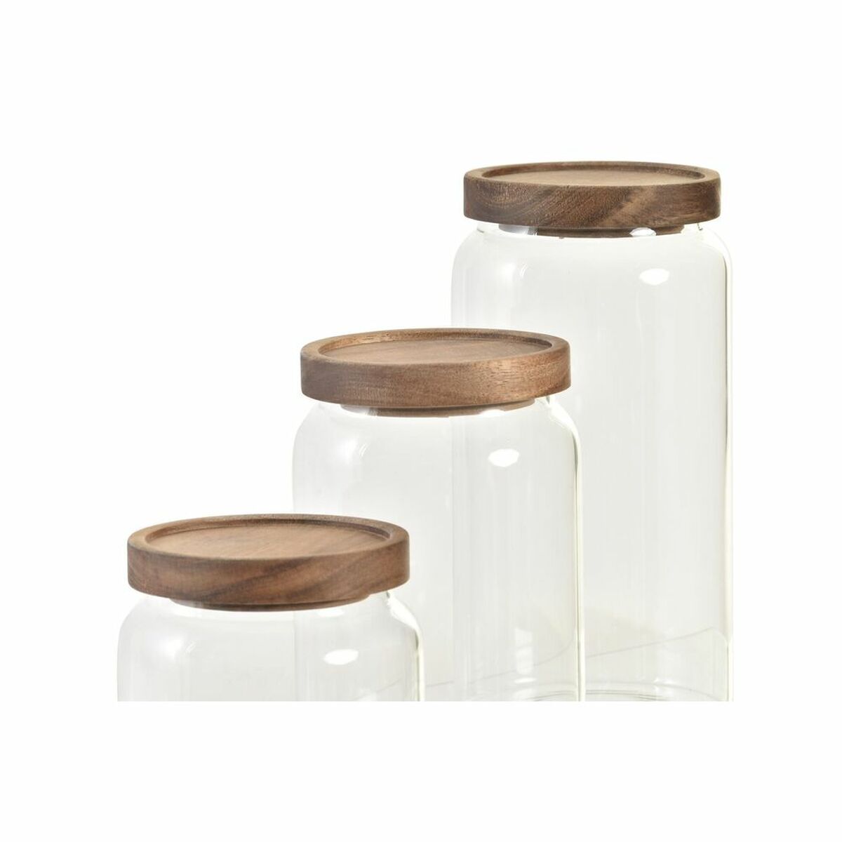 Set di 3 Barattoli DKD Home Decor Acacia Vetro Borosilicato (1 L) (400 ml) (700 ml) (3 Pezzi) - Image 3
