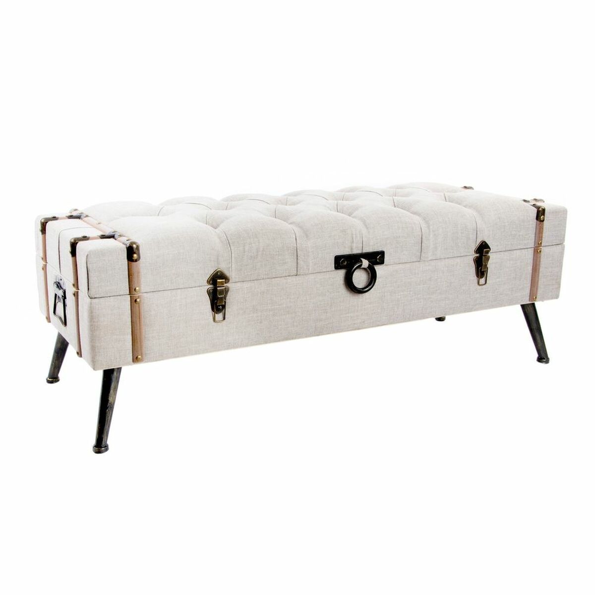 Panca DKD Home Decor   Beige Lino Legno MDF (122 x 47 x 43 cm)