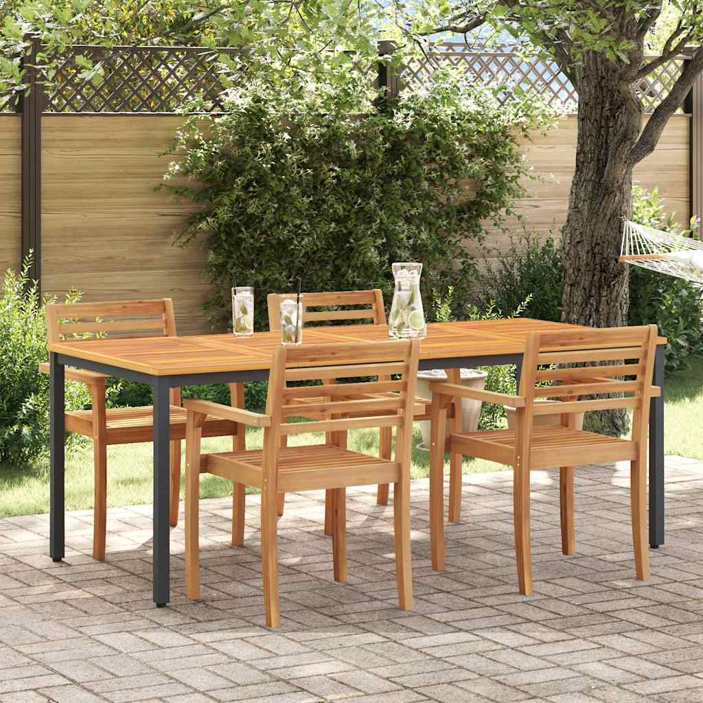 vidaXL Tables de jardin Naturel et noir 200 x 90 x 75 cm