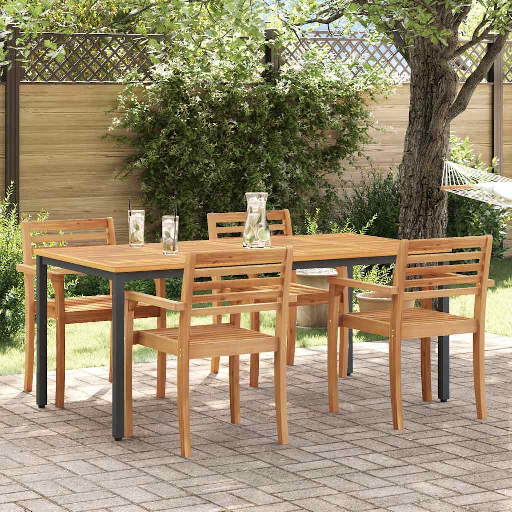vidaXL Tables de jardin Naturel et noir 180 x 90 x 75 cm