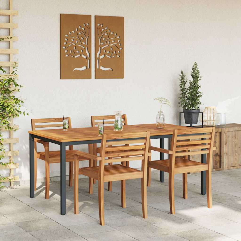 vidaXL Tables de jardin Naturel et noir 180 x 90 x 75 cm - Image 4