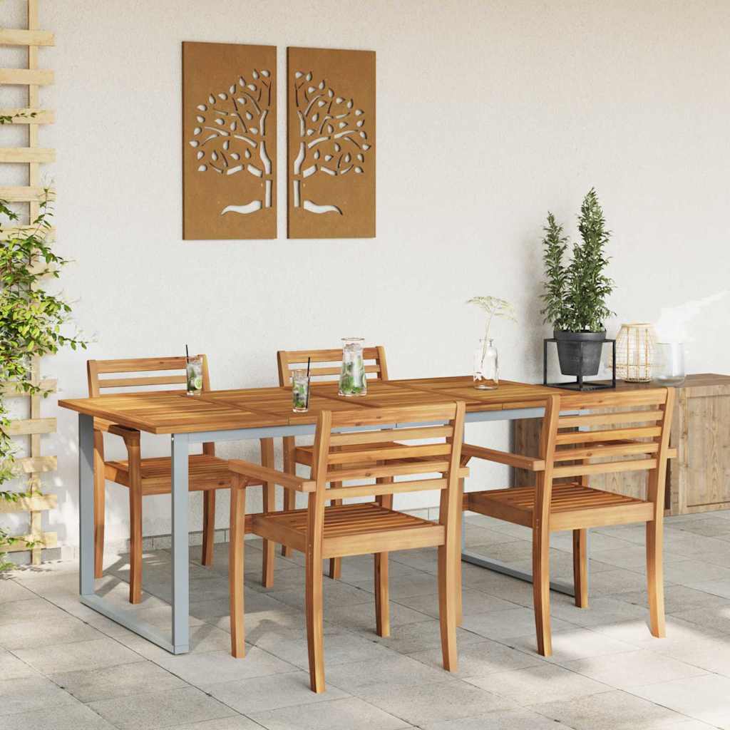 vidaXL Table de jardin pour repas Gris 180 x 90 x 75 cm - Image 4