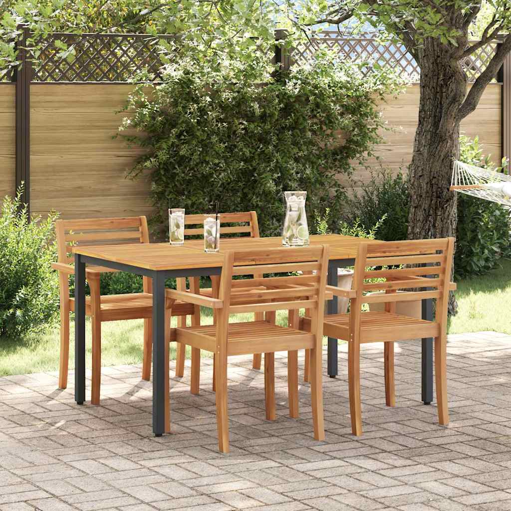 vidaXL Tables de jardin Naturel et noir 150 x 90 x 75 cm