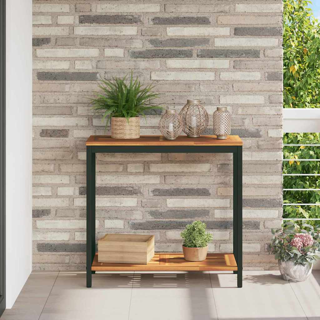 vidaXL Table de jardin avec stockage Naturel et noir 80 x 35 x 75 cm