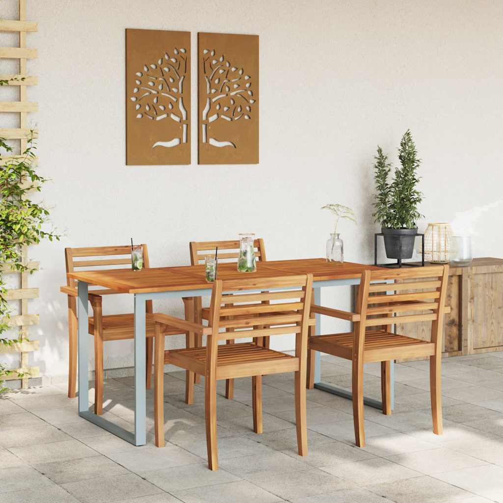 vidaXL Table de jardin pour repas Gris 160 x 80 x 75 cm - Image 4
