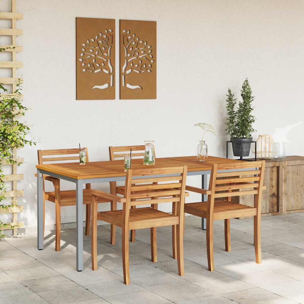 vidaXL Tables de jardin Naturel et gris 180 x 90 x 75 cm - Image 4