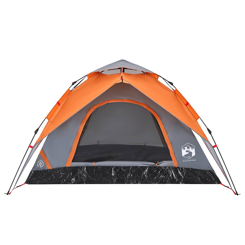 vidaXL Kuppel-Campingzelt 5 Personen Grau und Orange Quick Release - Image 5