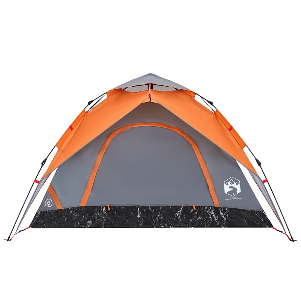 vidaXL Kuppel-Campingzelt 5 Personen Grau und Orange Quick Release - Image 6