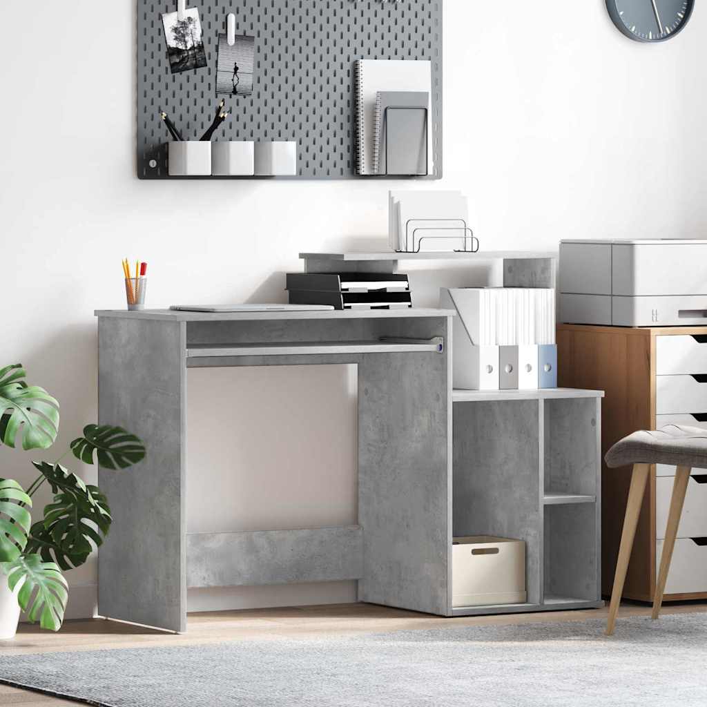 vidaXL Bureau Gris béton 120,5 x 44 x 88,5 cm Bois d'ingénierie