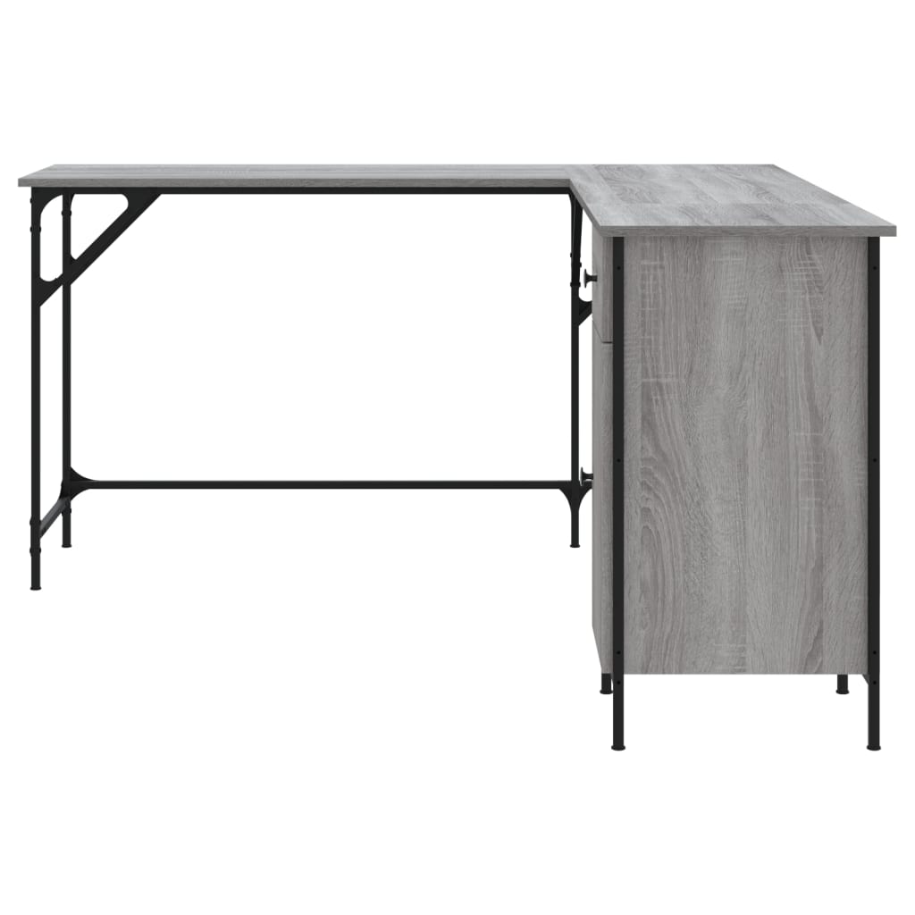 vidaXL Schreibtisch Grau Sonoma 141x141x75 cm Holzwerkstoff - Image 5