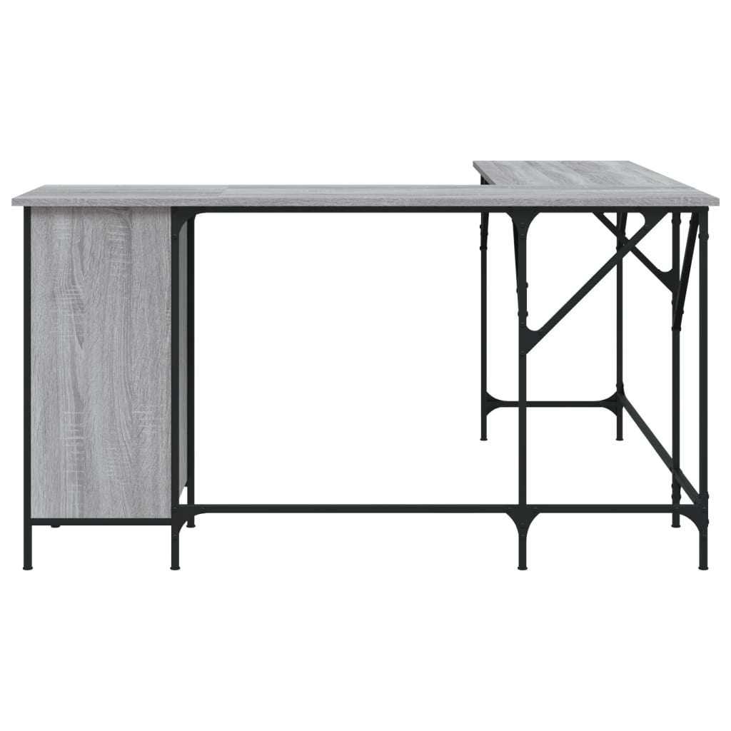 vidaXL Schreibtisch Grau Sonoma 141x141x75 cm Holzwerkstoff - Image 4