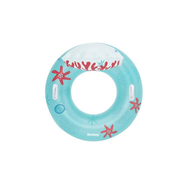 Bestway Ruota Gonfiabile con Maniglie e Schienale Corallo D117 cm Spiaggia e Piscina 43730 - Image 3