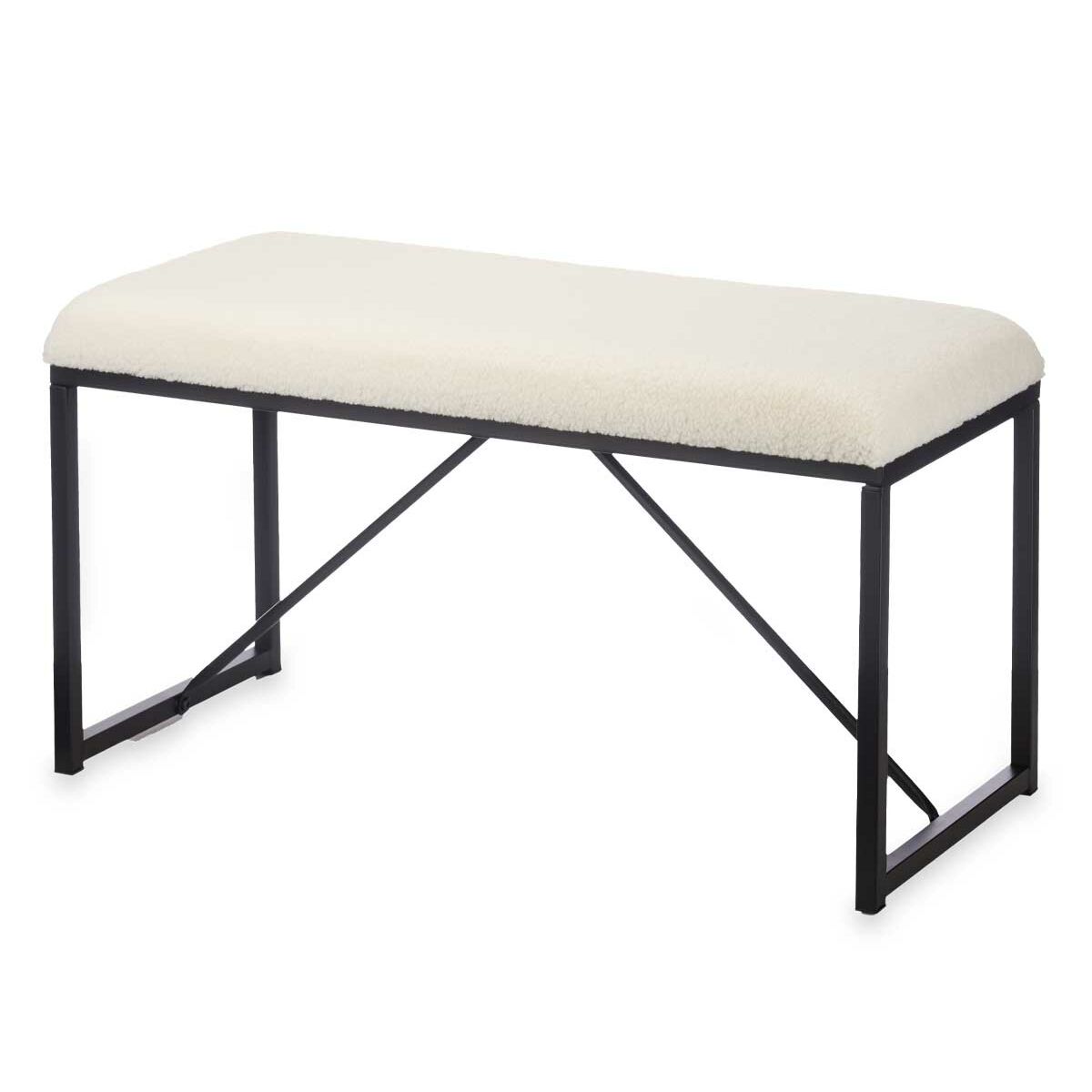 Panca Gift Decor Bianco Metallo Stoffa 81 x 42 x 38 cm