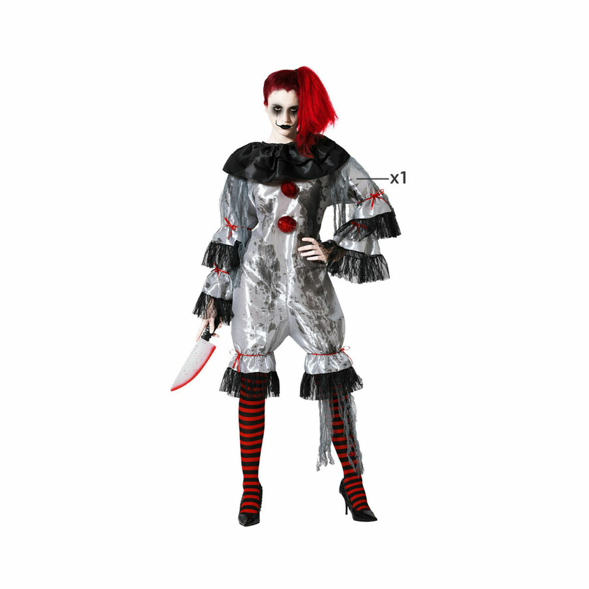 Costume per Adulti Grigio Pagliaccio Taglia:XL