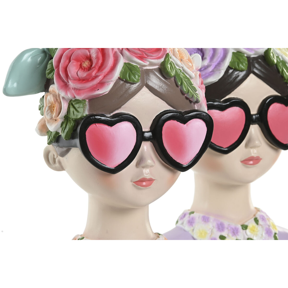 Statua Decorativa Home ESPRIT Azzurro Rosa Donna 14,5 X 10,5 X 20 CM (2 Unità)