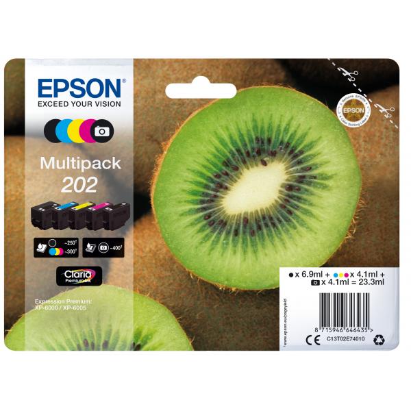 Epson Multipack 202 - Confezione Da 5 - Nero, Giallo, Ciano, Magenta, Nero Fotografico