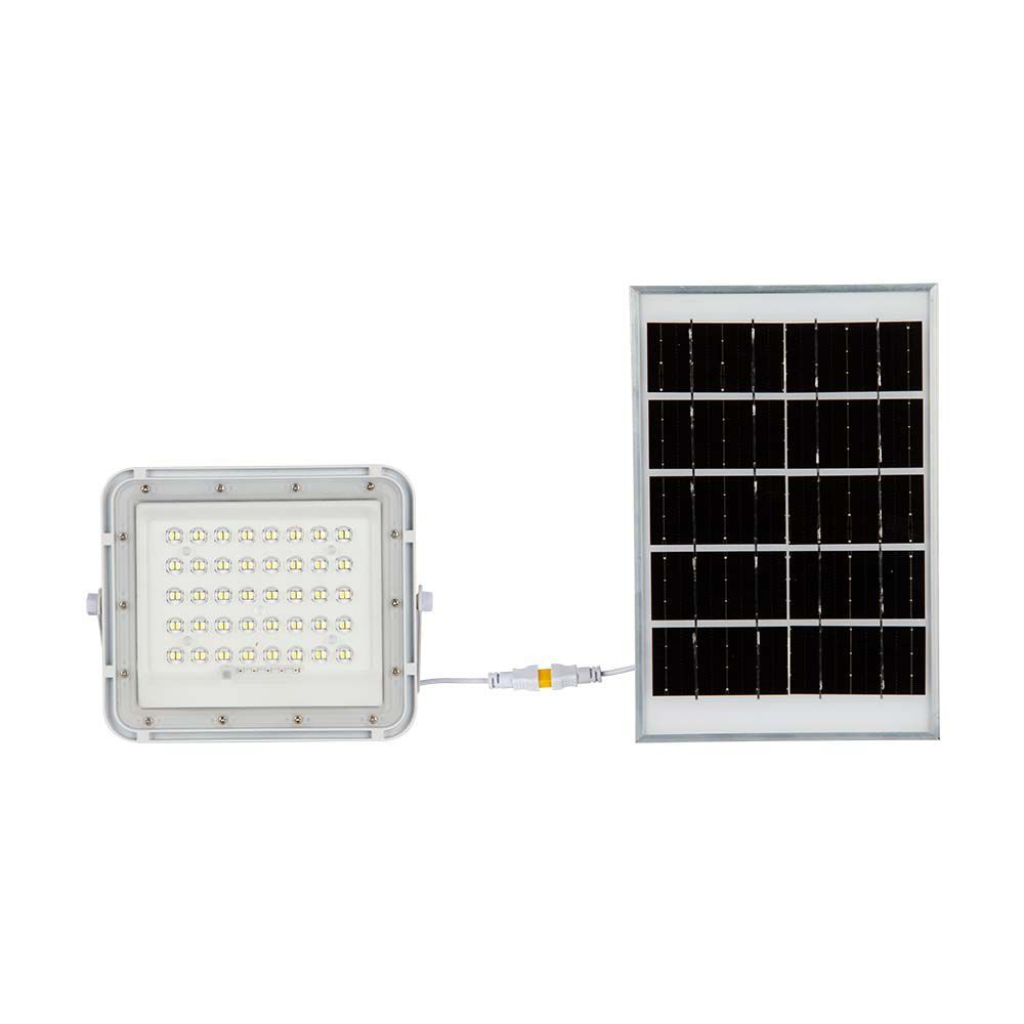 10w Led Solar Floodlight 6400k Replaceable Battery 3m Wire White Body